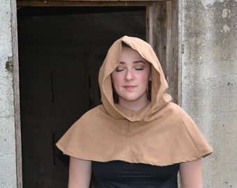 Brown Wool Medieval Style Hood and Mantle