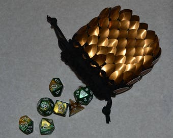 Scale Armor Dice Bag Gebreide Dragonhide Bronze Warrior Maat klein