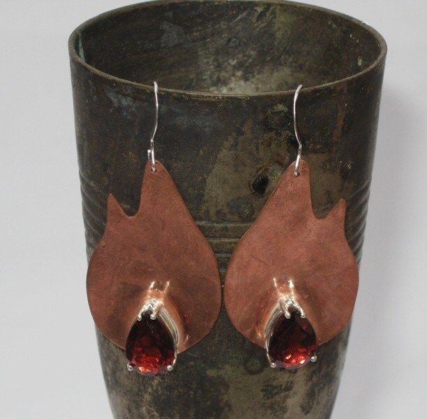 Copper Earrings Flame Etsy