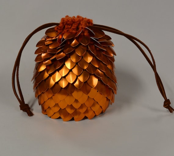 Bronze Forest Dice Bag of Holding in knitted Dragonhide Armor Extra Large