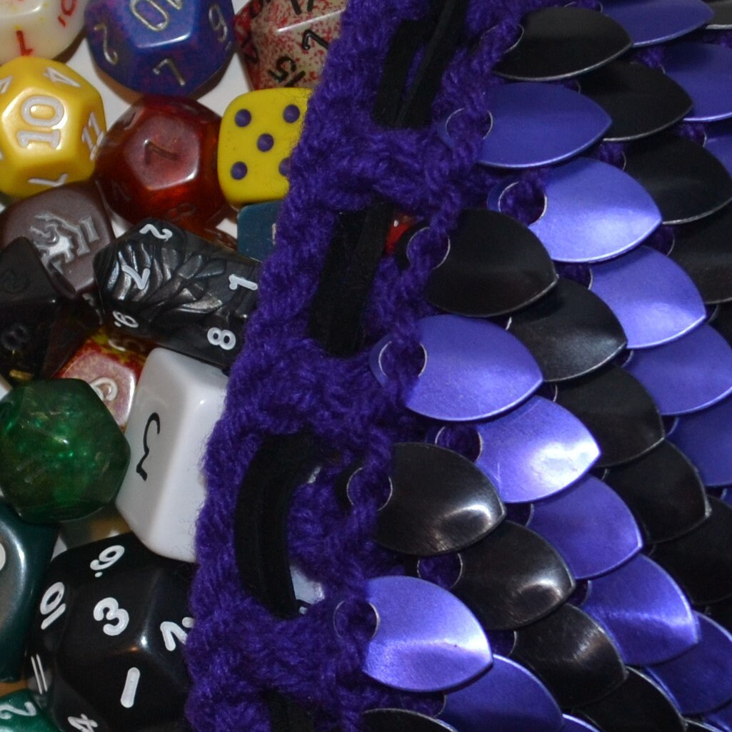 Scale Mail Dice Bag of Holding in Knitted Dragonhide Purple Etsy