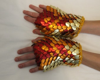 Dragonhide Armor Gauntlets Phoenix knitted scale maille by Crystalsidyll