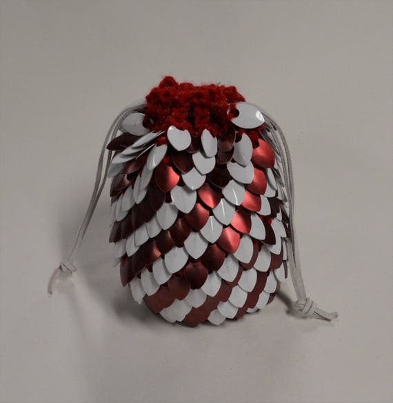 Red and Black Stripe Knitted Dragonhide Dice Bag of Holding Red and Black Stripe Knitted Dragonhide Dice Bag of Holding