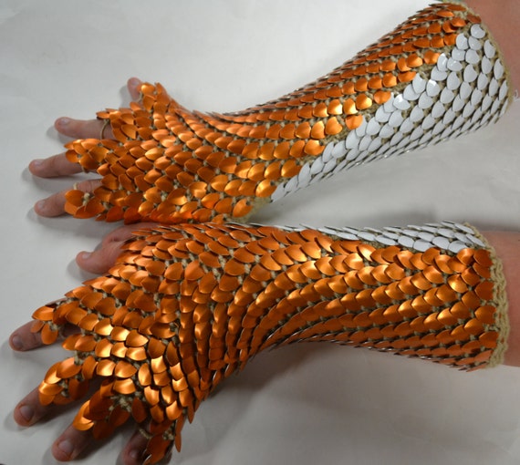 Dragonhide Scale Armor Gauntlets With Half Fingers Custom Made to Order Etsy