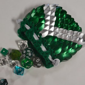 Scalemail Dice Bag in  Dragonhide knitted Armor Forest Archer