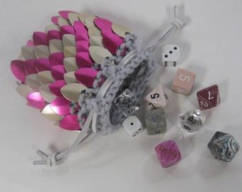 Scalemail Dice Bag Dragonhide knitted Armor small size Pink