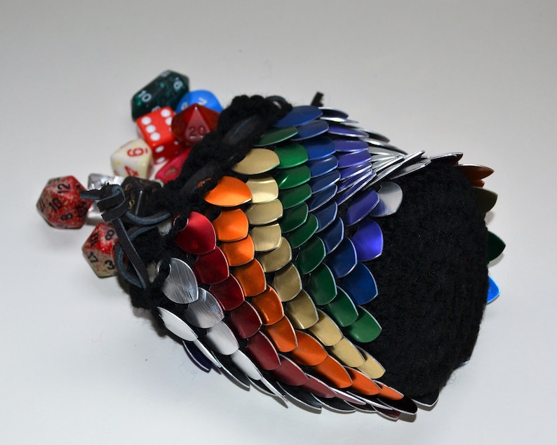 Dice Bag of Almost Holding in Knitted Dragonhide Scale ...