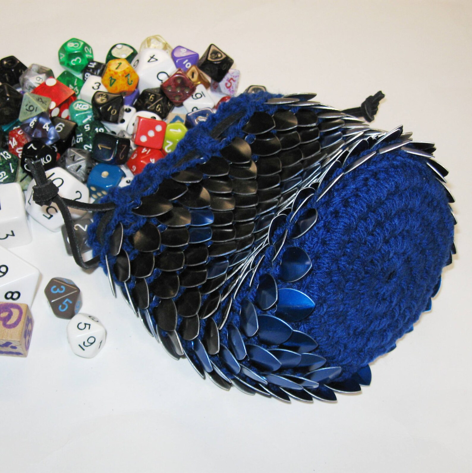 Scalemail Dice Bag of Holding Knitted Dragonhide Blue Fire Etsy