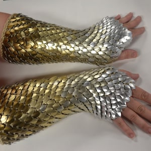 Scale Maille Armor Dragonhide Knitted Gauntlets Ombre Custom for You