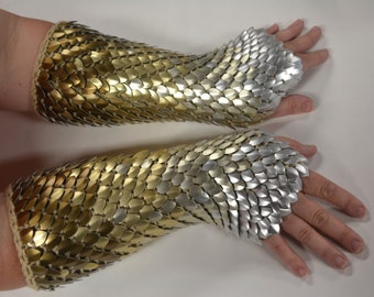 Scale Maille Armor Dragonhide Knitted Gauntlets Ombre Custom for You