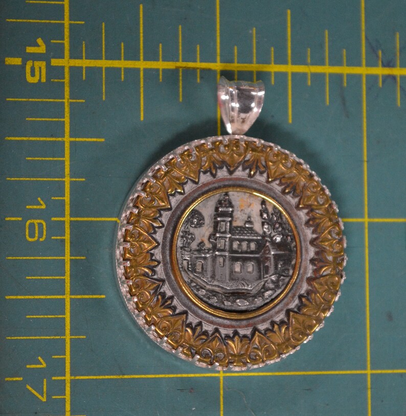 Antique Button Pendant set in Sterling Silver image 5