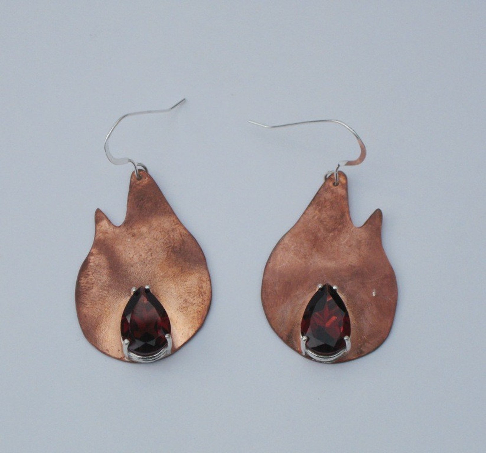 Copper Earrings Flame Etsy