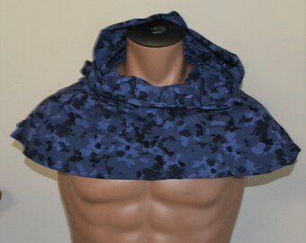 Camouflage Hood and Mantle in Blue and Black