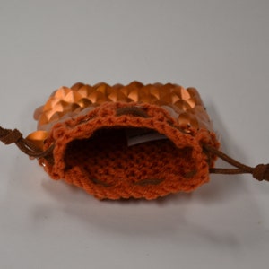 Scale Maille Dice Bag in knitted Dragonhide Armor Orange image 5