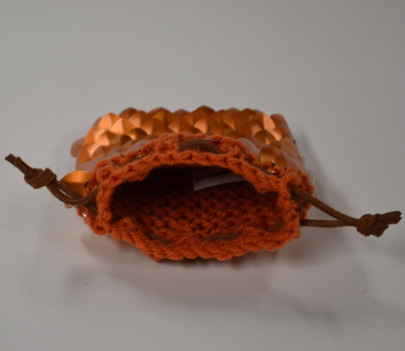 Scale Maille Dice Bag in knitted Dragonhide Armor Orange image 5