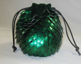 Dice Bag in Scale Mail Knitted Armor Dragonhide