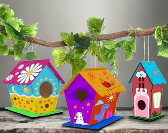 4 Pack DIY Birdhouse Kit for Kids - Build and Paint Bird House Crafts, Creative Arts & Crafts for Ages 5-8, 8-12, Perfect Christmas Gift