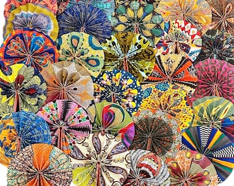 Abanico plegable pequeño de tela africana al por mayor