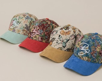 Floral Tapestry & Suede Hats baseball Cap, Unique, Stylish