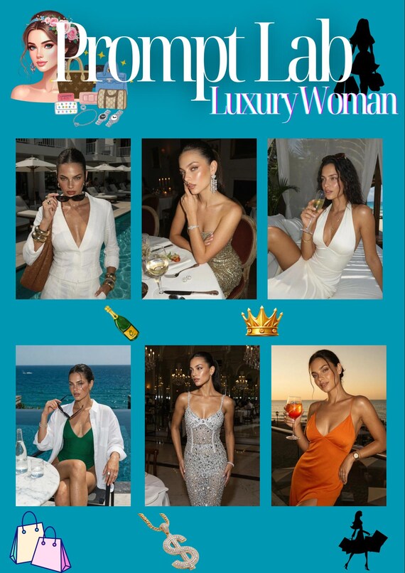 30 Luxury Woman AI Prompts | Content Creation (Digital Download)