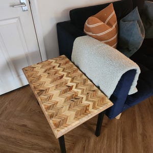 Zig-zag coffee table, hand crafted from reclaimed pallet wood