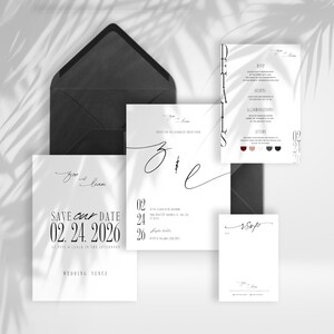ELEGANT BLACK & WHITE Wedding Invitation Template, Invitation + Save The Date Bundle, Modern Wedding Invitation + Save The Date Template