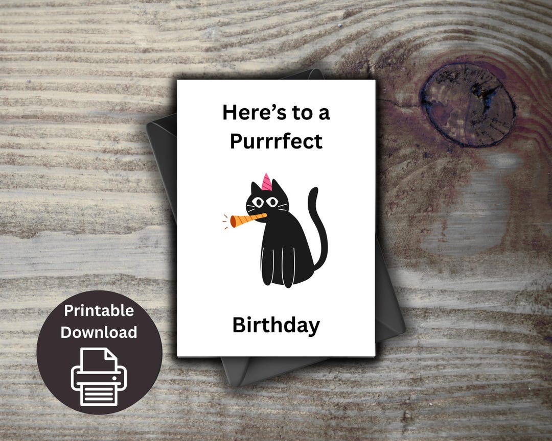 Funny Black Cat Birthday Card for Cat Lovers (digital Download) - Etsy