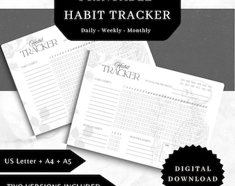Gotische gewoonte-tracker om af te drukken (PDF) | Dag Maand Week | Heksenachtige tracker | A4 A5 US Letter | Gewoonte-tracker in Dark Academia-stijl