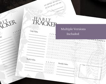 Habit Tracker Printable – Gothic Monthly Habit Tracker, Daily Habit Tracker PDF