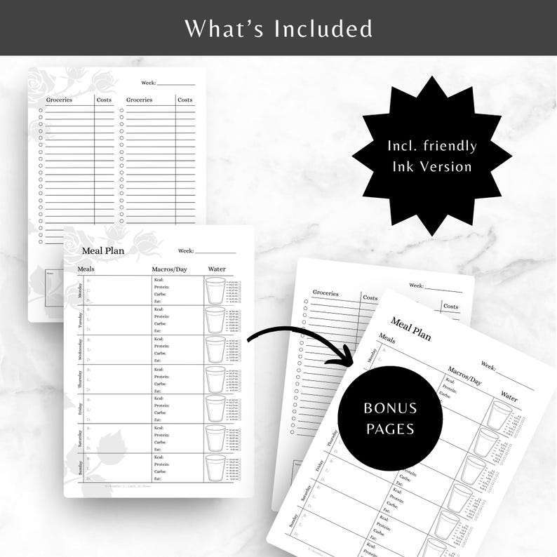 Gothic Meal Prep Planner (PDF) | Veckovis måltidsplanerare | Vatten- och makrospårare | Witchy Tracker A4 A5 US bild 8