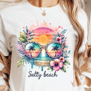 Salty Beach Shirt, Tropical Flowers Shirt, Vacation Shirt, Summer Vibes Shirt, Salty Moms, Cruise TShirts, Family Vacation Shirts, Beach Tee