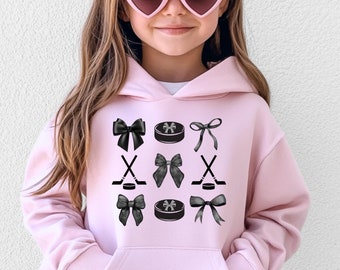 Hockey Coquette Shirt, Hockey Bows Sweater, Hockey Girl Hoodie, Hockey Puck Shirt, Hockey Game Day Sweater, Hockey Girl Shirt, Hockey Player