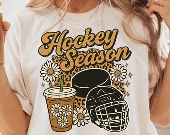 Hockey Season Daisy Coffee Shirt, Hockey Mom Sweater, Hockey Mama Hoodie, Plus Size Hockey Shirt, Hockey Mom, Ice Hockey Mom, Goalie Mom Tee