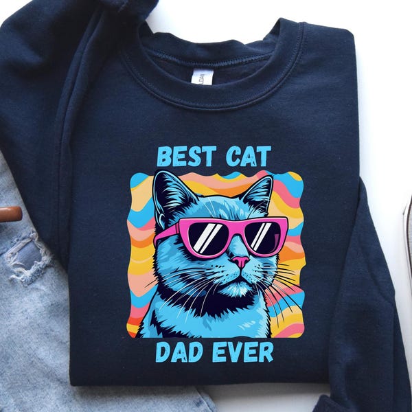 Best Cat Dad Ever Shirt, Father's Day Gift, Pet Parent Apparel, Funny Cat Gift, Animal Lover Shirt, Gift For Cat Dad Papa, Cat Sunglasses