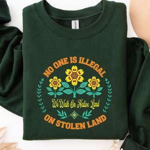 No One Is Illegal On Stolen Land Sweater, We Walk On Native Land Shirt, No One Is Illegal Hoodie, Indigenous Ally Shirt, Native Land Shirt