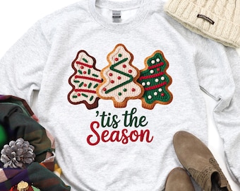 Tis the Season Sugar Cookie Shirt, Faux Crochet Cookie Shirt, Christmas Cookie Sweatshirt, 'Tis The Season Sweater, Sugar Cookie T-Shirt