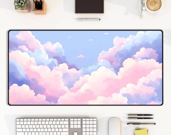 Pastel Clouds Desk Mat, Cute pastet Mouse pad, Kawaii Extended Gaming Desk Mat, XL Large Desk Mat, Anime style desk mat, gaming & office mat