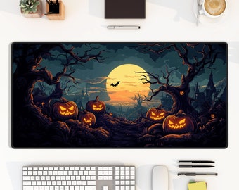 Halloween desk mat, gaming halloween, Spooky mouse pad, office desk mat, Scary Desk Mat, halloween gift, halloween decor, pumpkin, Scary pad