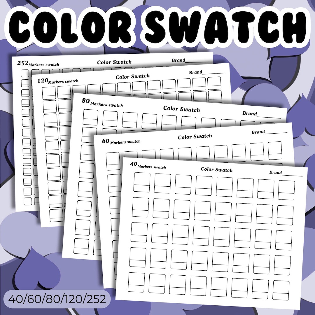 Coloring Practice Worksheets Printable Blank Color Swatch Chart Combo ...