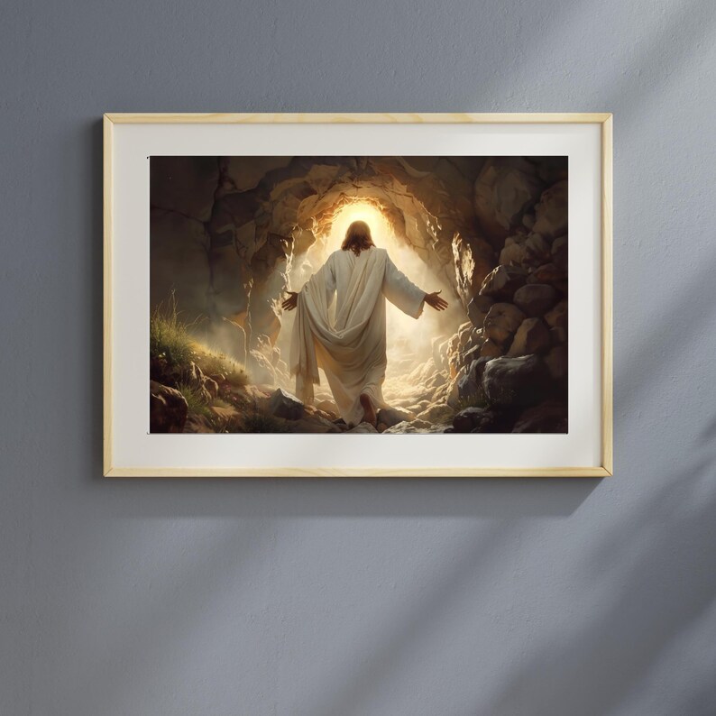 Resurrected Jesus Christ Tomb Easter Painting, Christian Wall Art ...