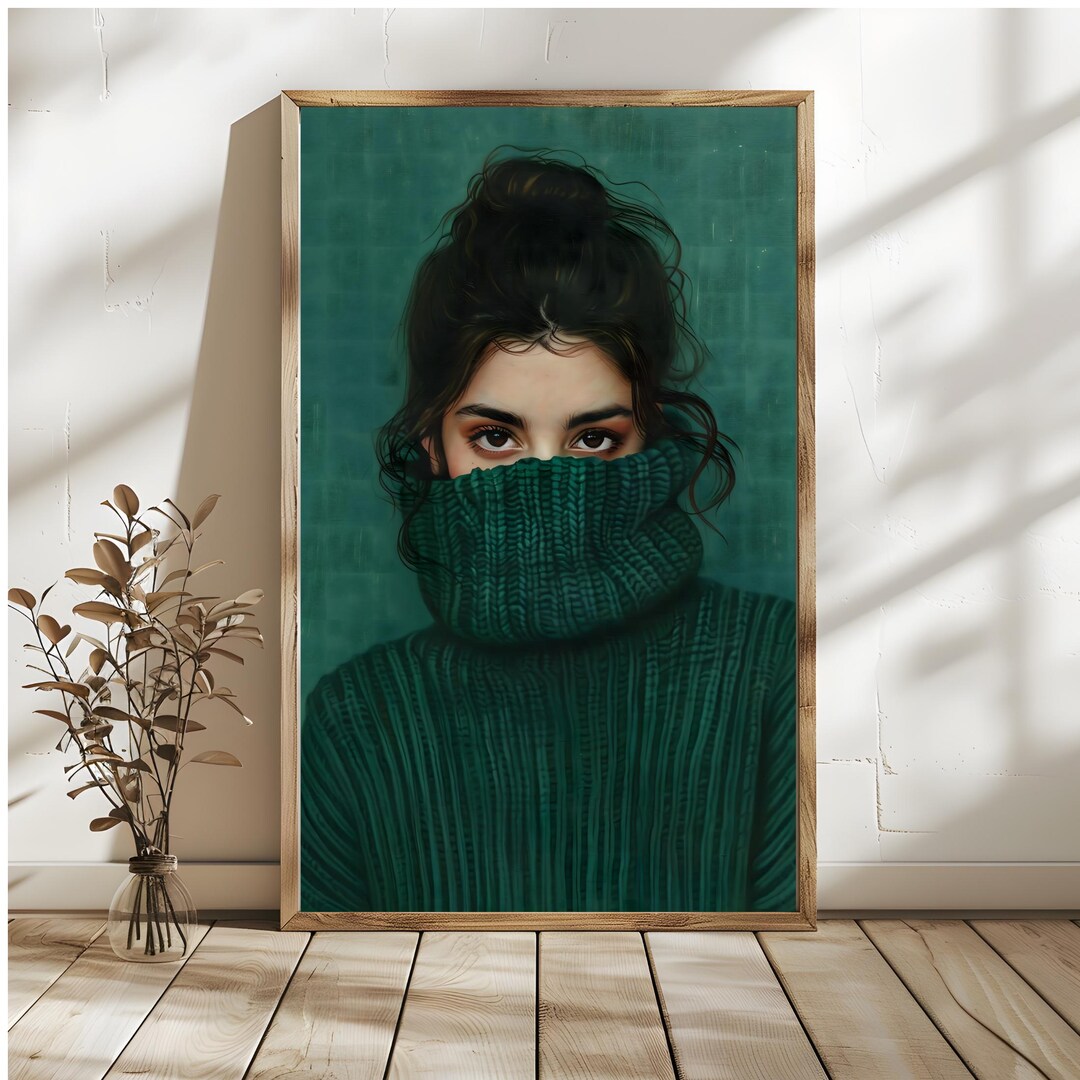 Emerald Green Woman Portrait, Abstract Minimalist Art (digital Download ...