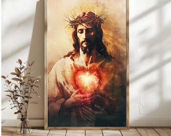 Lámina del Sagrado Corazón de Jesús / Decoración católica para el hogar (Descarga digital)