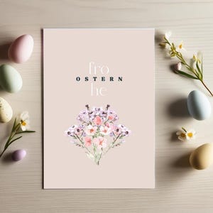 Saudações de Páscoa, cartões com flores, cartão postal, Feliz Páscoa, minimalista, aquarela, criativo, simples, produto digital, para impressão
