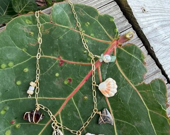 Charm Necklace- Shark tooth and Shell