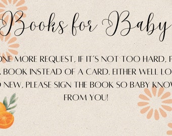 Editable Little Cutie Baby Shower Books for Baby, Little Cutie on the Way Baby Shower, Gender Neutral Books for Baby Request Card