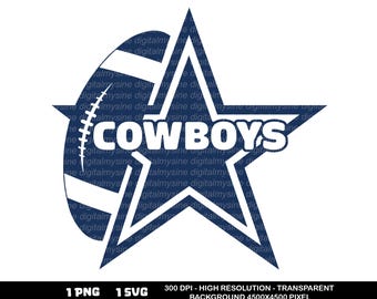 Cowboy Star SVG PNG: American Football Design (Digital Download)