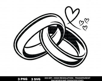 Wedding Ring Clipart: Couple Silhouette, Invitation Design (PNG