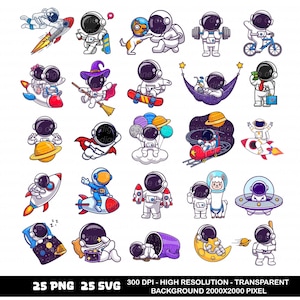 Astronaut SVG PNG Bundle, Astronaut with rocket svg, kid astronaut svg, Universe Svg, Spaceman svg, Space svg