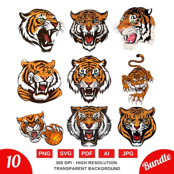 Tiger Clipart, Mascot SVG, PNG, Tiger Head SVG, Tiger Head Png, Tiger Dijital File, Tiger files for Cricut, Tiger Face