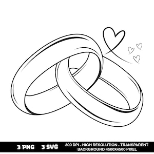 Vigselring Clipart: Äktenskapssilhuett PNG SVG (digital nedladdning, 4500x4500 px)